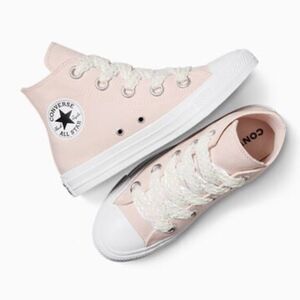 NWB Converse Chuck Taylor All Star Crochet Laces Sneakers Women's 8.5 Pink White